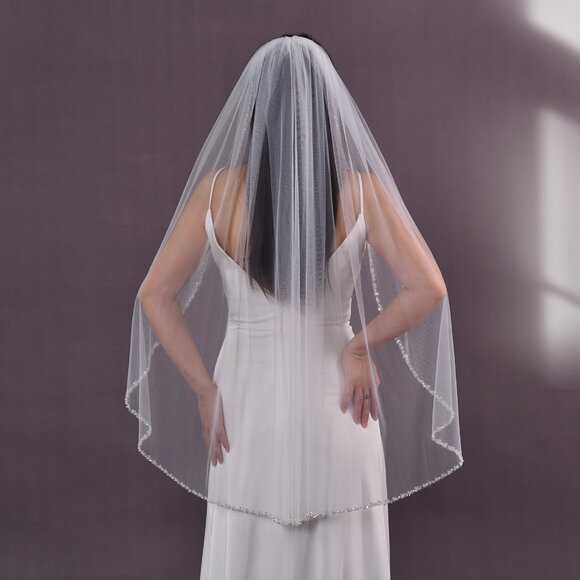BRIDELLA BV235-IY1 Exquisite Beaded Bridal Veil for Women's Wedding Dresses - Picture 4 of 8